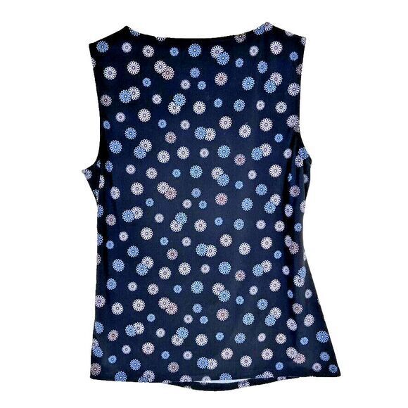 Anne Klein Women Sleeveless Blouse Side Gather Floral Print L - Picture 3 of 10